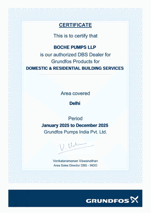 Grundfos Authorised Distributor Certificate